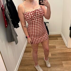 Gameday Crimson Maroon Gingham Dress NWT